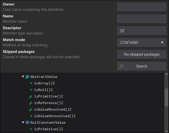 search - declarations